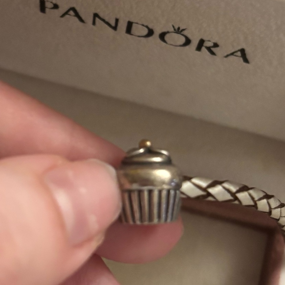 Pandora Silver and Gold Cupcake Charm Retired
